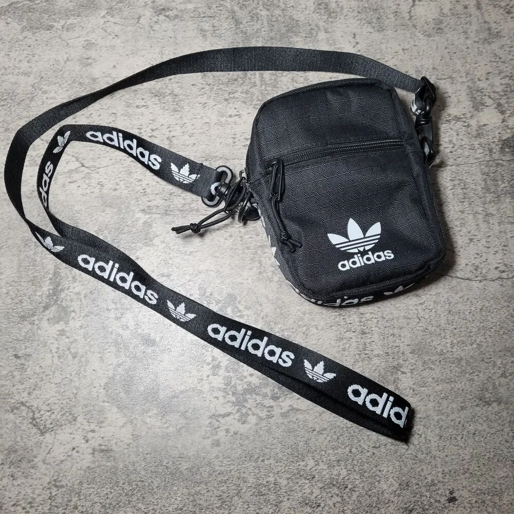 Adidas Originals Black Linear Core Festival Crossbody Bag One Size